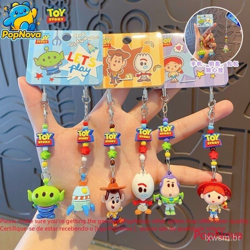 2 Peças de Chaveiros de Brinquedo em Estilo Cartoon Fofo: Buzz Lightyear, Woody, Jessie e Alienígena ‌     Pingente de B