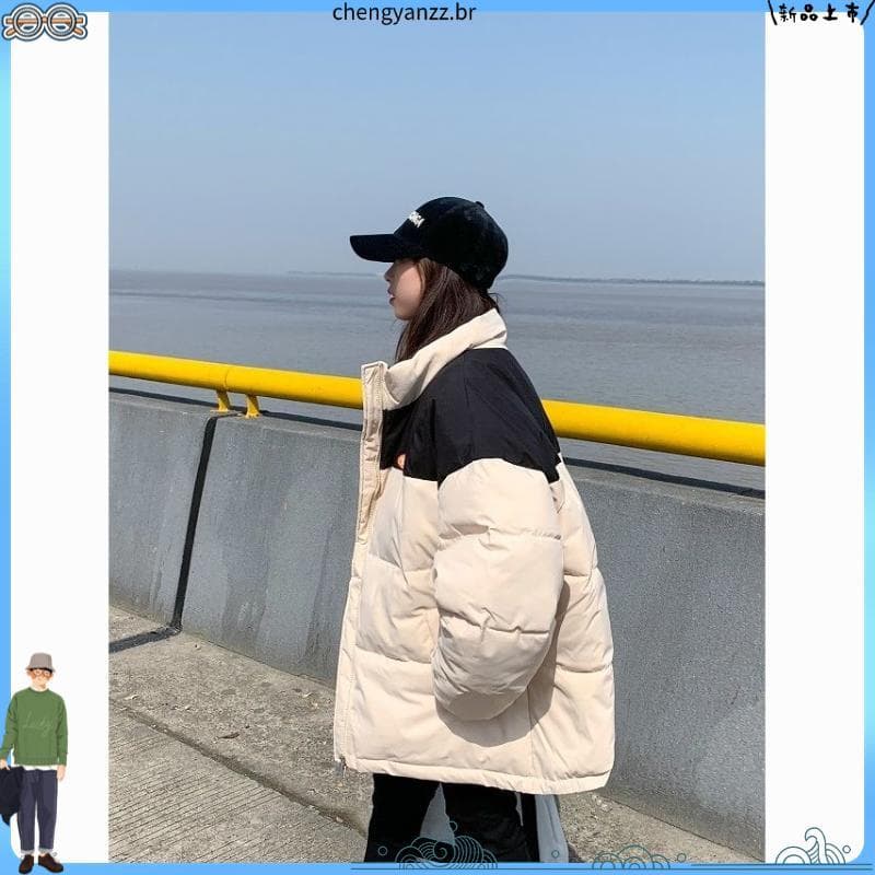 Jaqueta de pão Oversize curto para baixo acolchoado jaqueta acolchoada feminina 2026 novo estilo na moda outono inverno