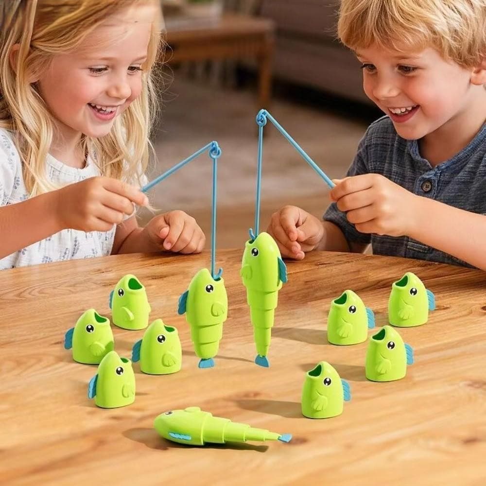 Jogo educativo de pesca para crianças, com componentes empilháveis, um brinquedo de pesca de mesa que ajuda a desenvolve