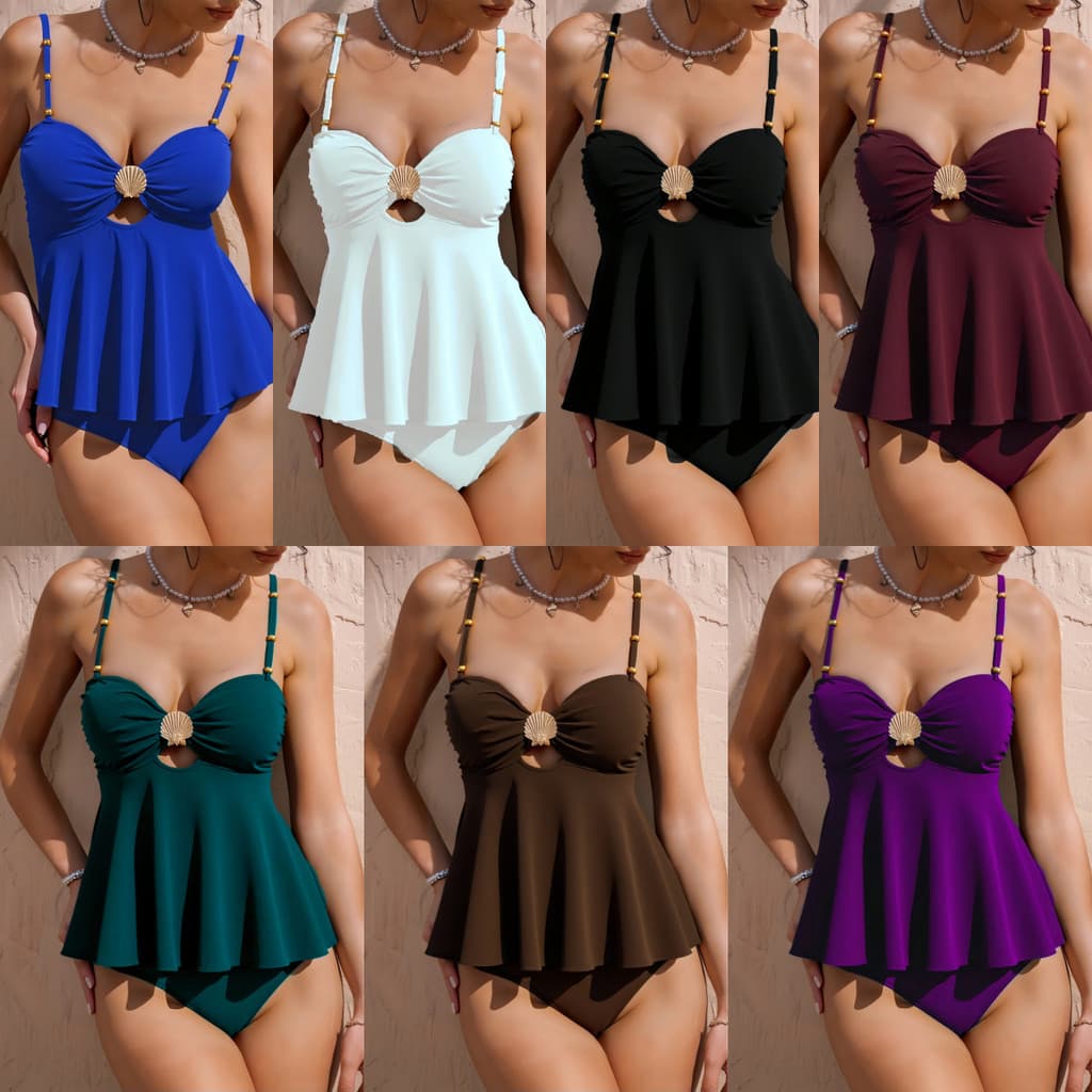 Biquíni dividido novo estilo maiô feminino praia maiô cor sólida