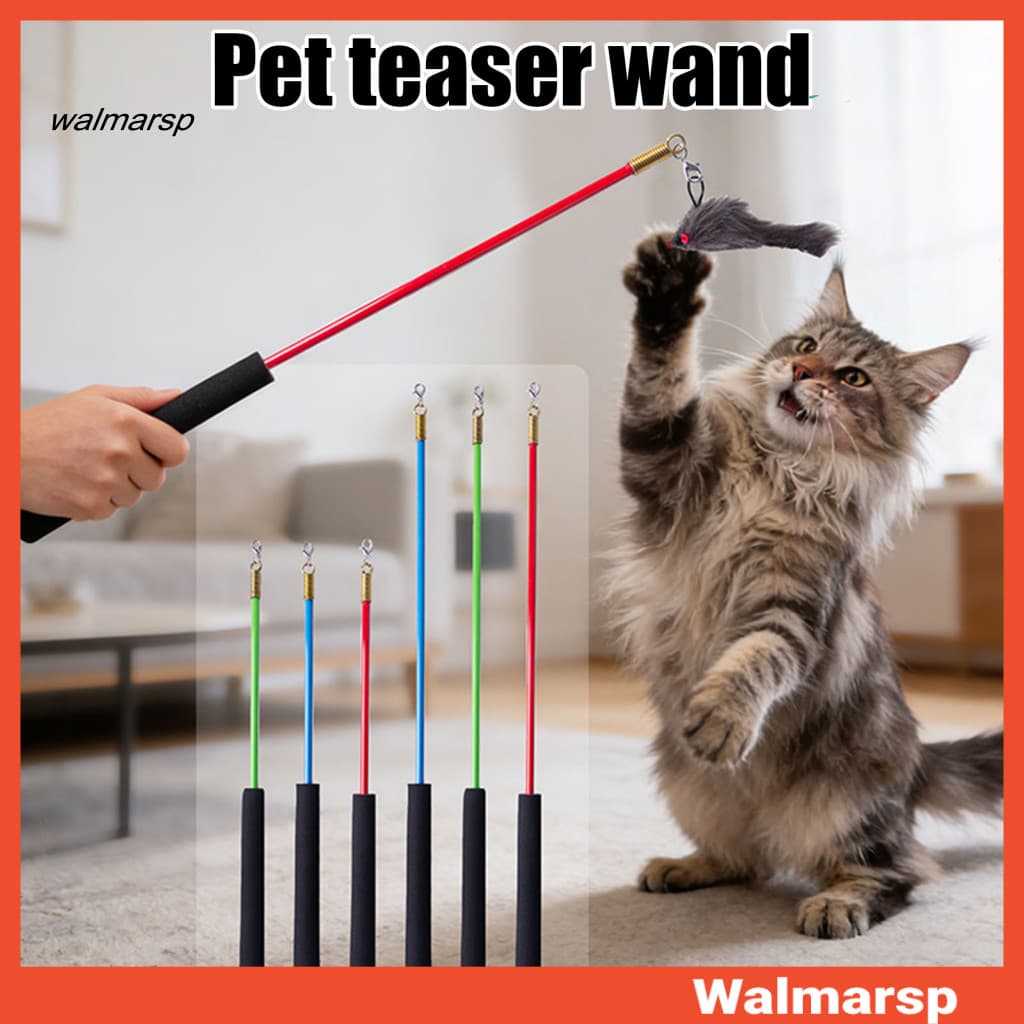 [WMP] Brinquedo Interativo De Varinha De Gato Com Cabo Longo-Teaser Interno Divertido Para Gatinhos E Gatos De Todos Os