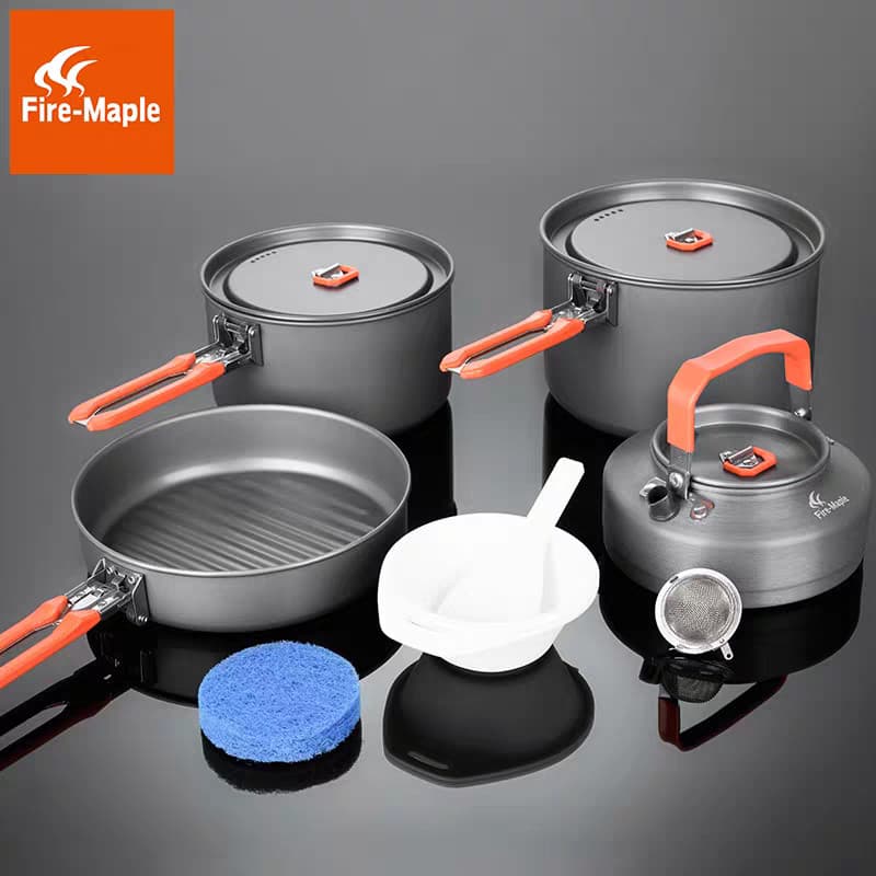 Fogo Maple party 2-5 pessoas conjunto de acampamento ao ar livre fogão panela arroz panela vapor portátil dobrável panel