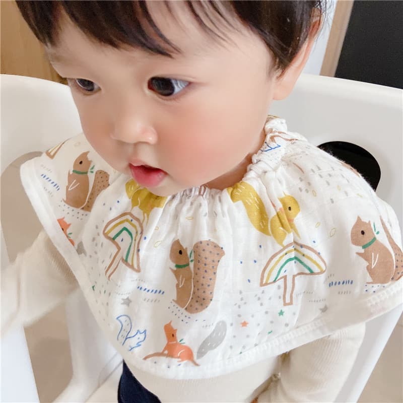 Babador elástico de gaze de quatro camadas de algodão de bambu giratório 360 graus babador de bebê toalha de Saliva baba