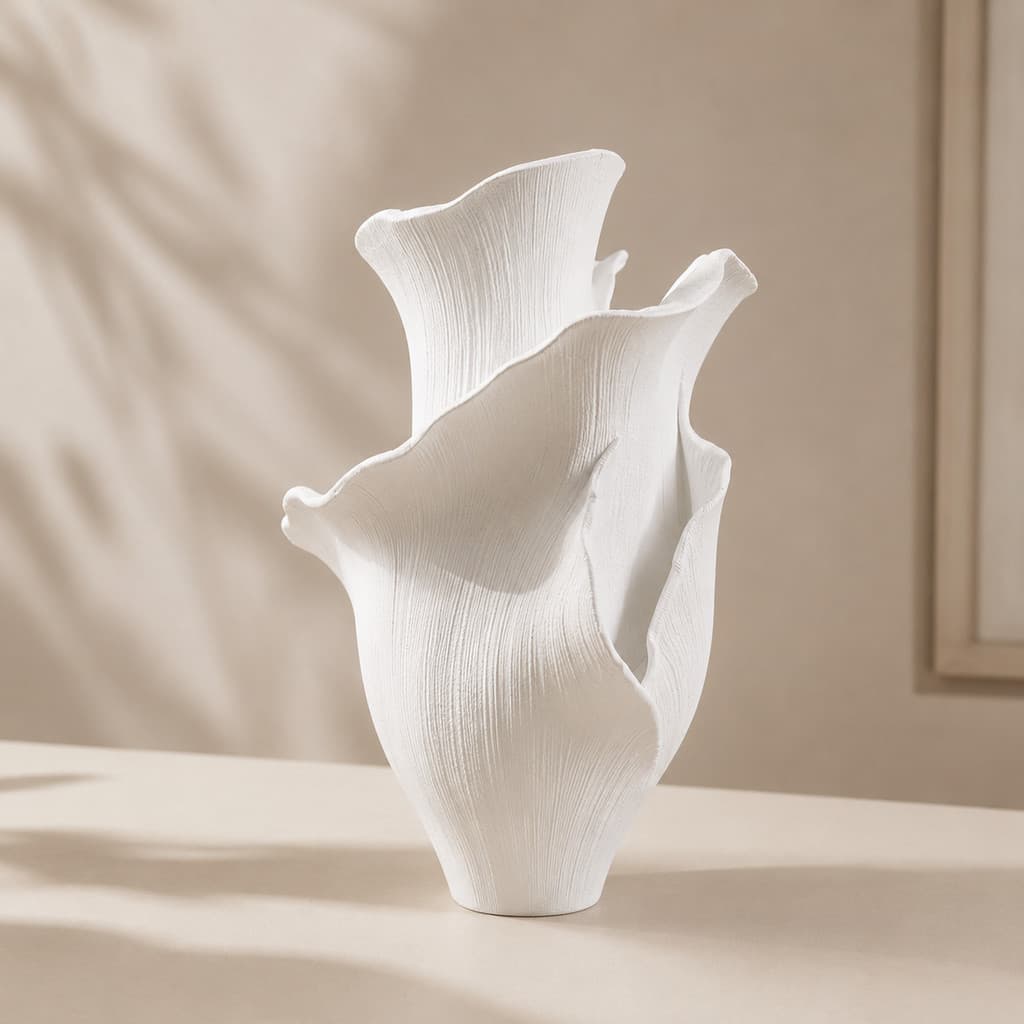 Vaso Decorativo Escultórico Moderno Minimalista PLA Premium Elegante Sala Quarto Mesa Pétala de Véu