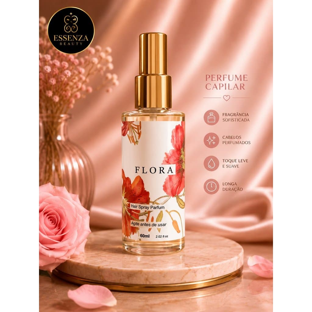 Perfume Capilar Flora 60ml Secrets Parfum | Hidratante, Anti Frizz, Brilho Intenso e Perfumação Prolongada