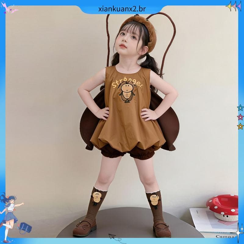 202 6 novo estilo meninas verão criativo barata terno bebê engraçado cosplay roupas crianças dos desenhos animados desem