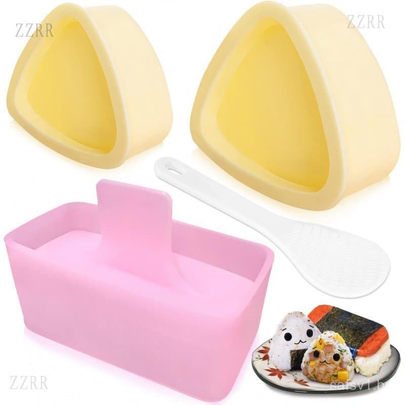 Molde para onigiri, conjunto de 3 peças de moldes triangulares para onigiri, adequado para lanches infantis e DIY em cas