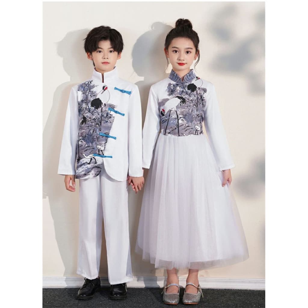 [YCF] Fantasia de coro infantil, fantasia de meninos e meninas, fantasia de dança em estilo chinês para estudantes do en