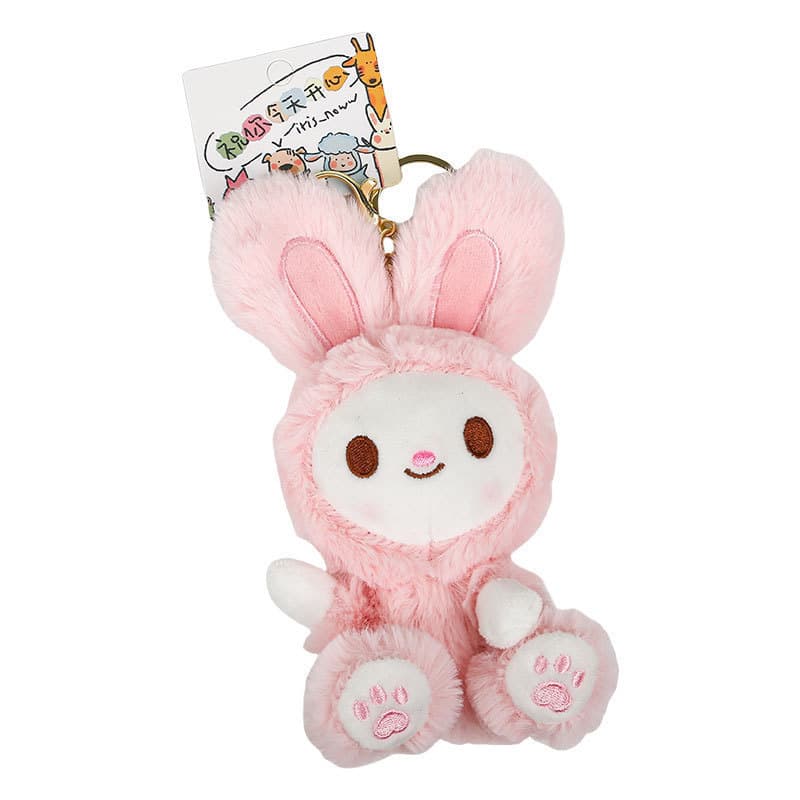 Bonito criativo de pelúcia leite concha coelho chaveiro dos desenhos animados coelho boneca casal saco pingente pequeno