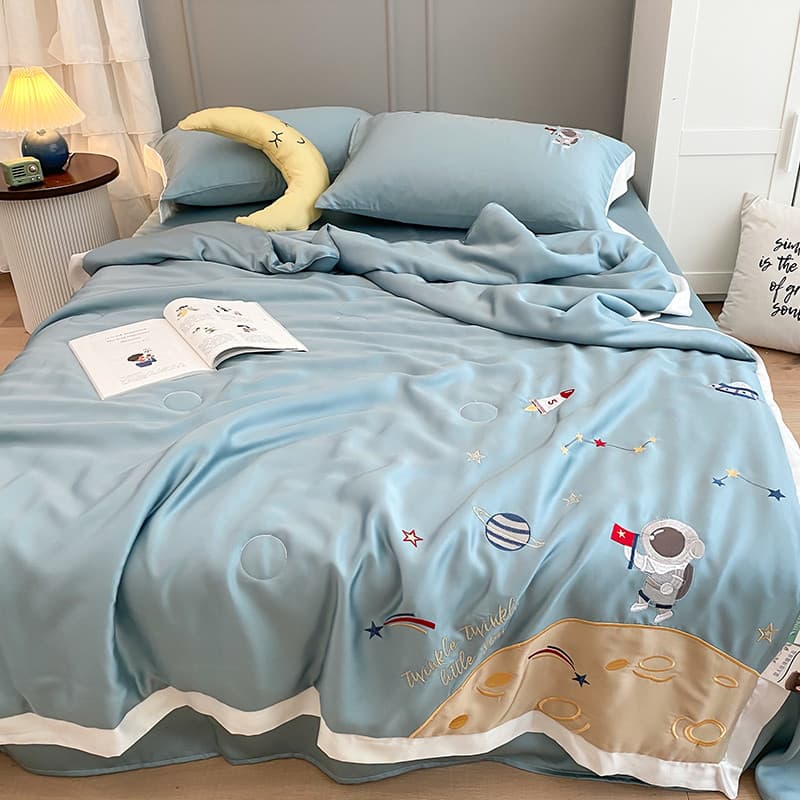 Novo produto 100% dupla face 60 peças Tencel Summer Cool Quilt Conjunto de quatro peças Lavável Ar condicionado Colcha d
