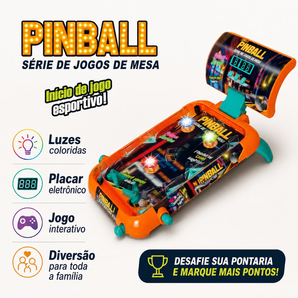 Brinquedo Jogo De Mesa Pinball Retrô Infantil Interativo Educativo