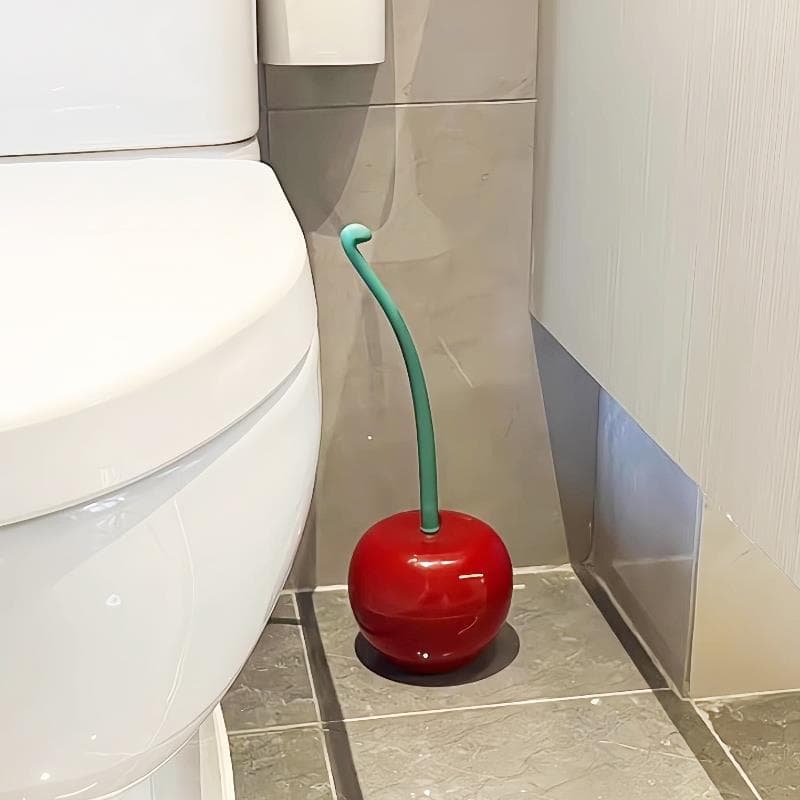 Escova de vaso sanitário cereja doméstica, sem ângulo morto, limpeza de cabelo macio, escova de cabo longo com Base de l