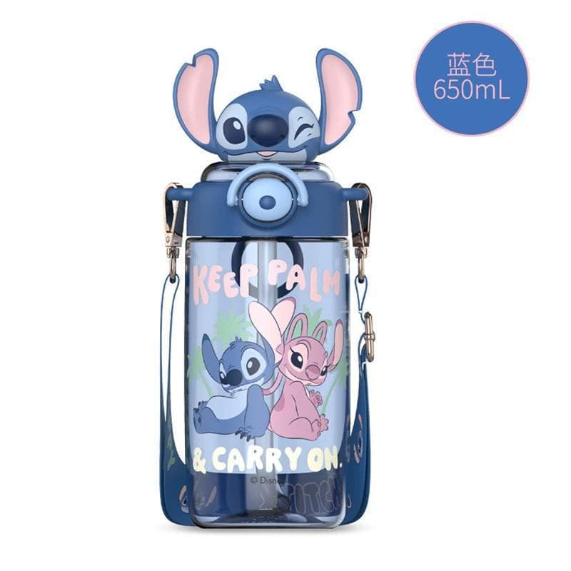 Garrafa de Água Tritan Stitch de Grande Capacidade 650ML, Portátil para Estudantes, Bebida Direta, Adequada para Viagens
