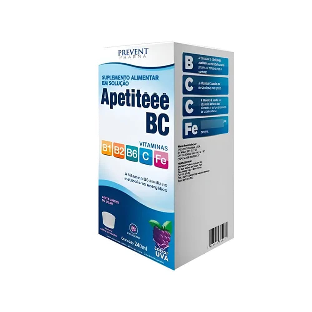Apetiteee BC Uva 240ml Prevent Pharma Vitamina C B1 B2 B6