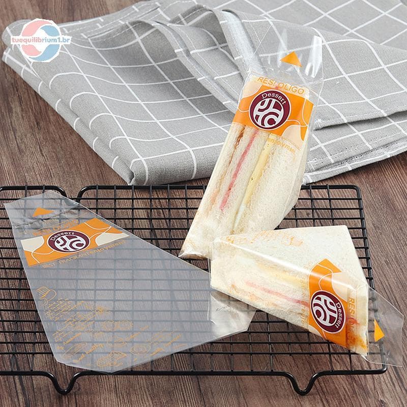 tue 100 Pçs Thien Triângulo Transparente Pão Sanduíches Saco Cozimento Comida Luz Refeição Plástico Envoltório Bolo Pain