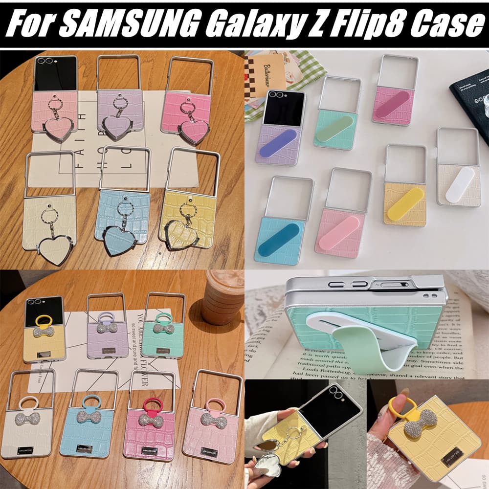 Novo Para 2026 Samsung Galaxy Z Flip 8 7 6 5 4 3 Capa De Telefone Dobrável Padrão De Crocodilo Couro PC Dura Com Suporte
