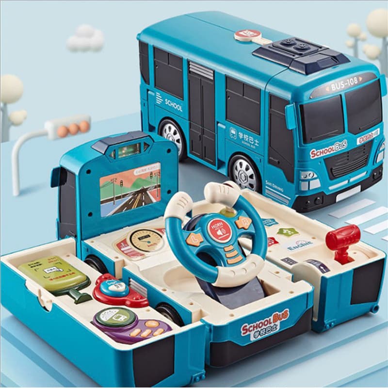 Baolexing 5811 Volante Ônibus Educacional Infantil Volante Brinquedo Menino Deformação Ônibus