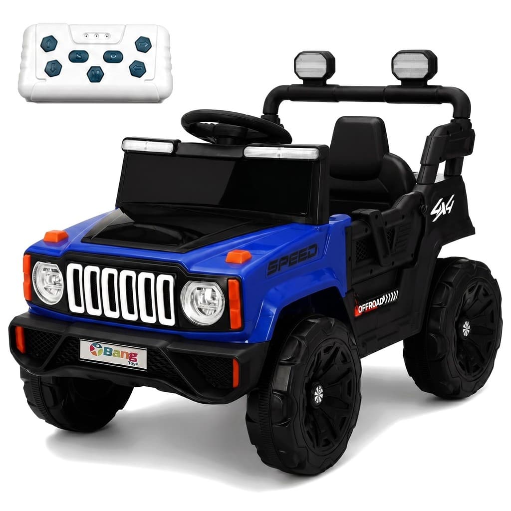Carro Jipe Mud Force Elétrico 12V Azul Infantil Controle Remoto Off Road 4 Motores 4x4 - Bang Toys