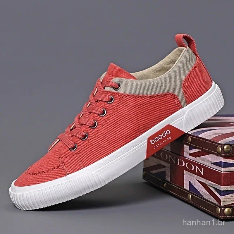 Sapatos Casuais Masculinos de Outono, Tênis Planos de Tecido com Cadarço, Novos Tênis Masculinos 2026, Sapatos de Lona d