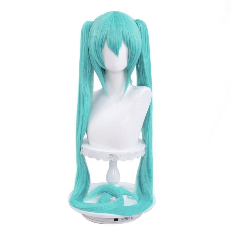 Peruca Hatsune Miku Flor de Ameixa Mil Cerejas Neve Som Inicial 100CM Presilha Universal de Encaixe Duplo Rabo de Cavalo
