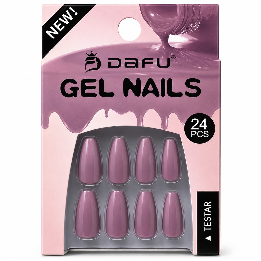 Unhas Postiças DAFU Gel Nails 24 Peças Bailarina Curta Cor Lilás Fosco