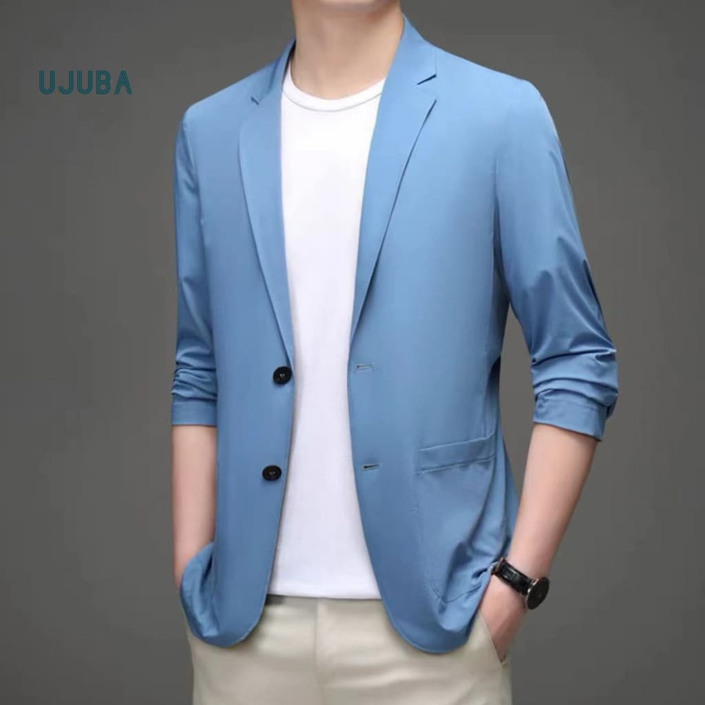 Men Lightweight Blazer Spring Fall Men's Formal Business Suit Jacket Lapel with Double Buttons Long Sleeve Coat for for