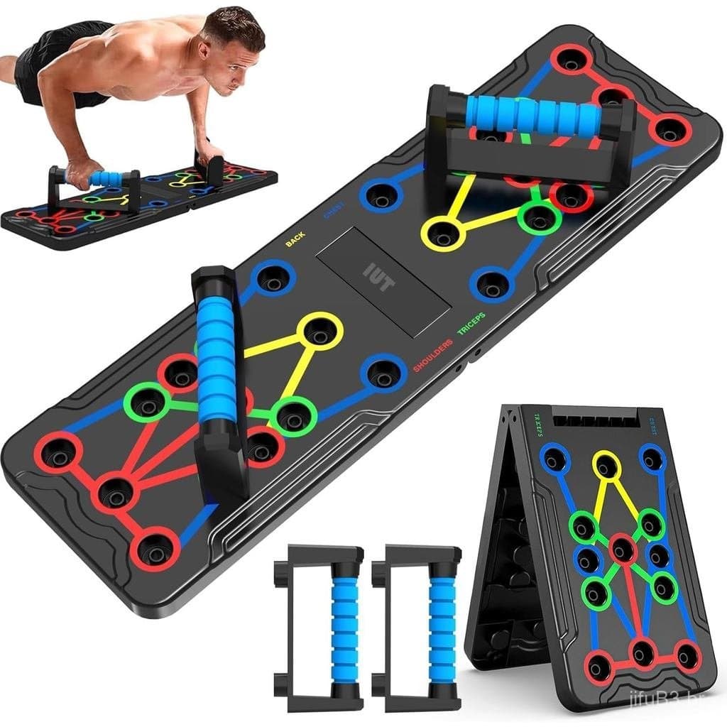 IUT Placa de Flexões Sólida 15 em 1, Equipamento de Treino Doméstico Multifuncional, Sistema de Suportes para Flexões, E