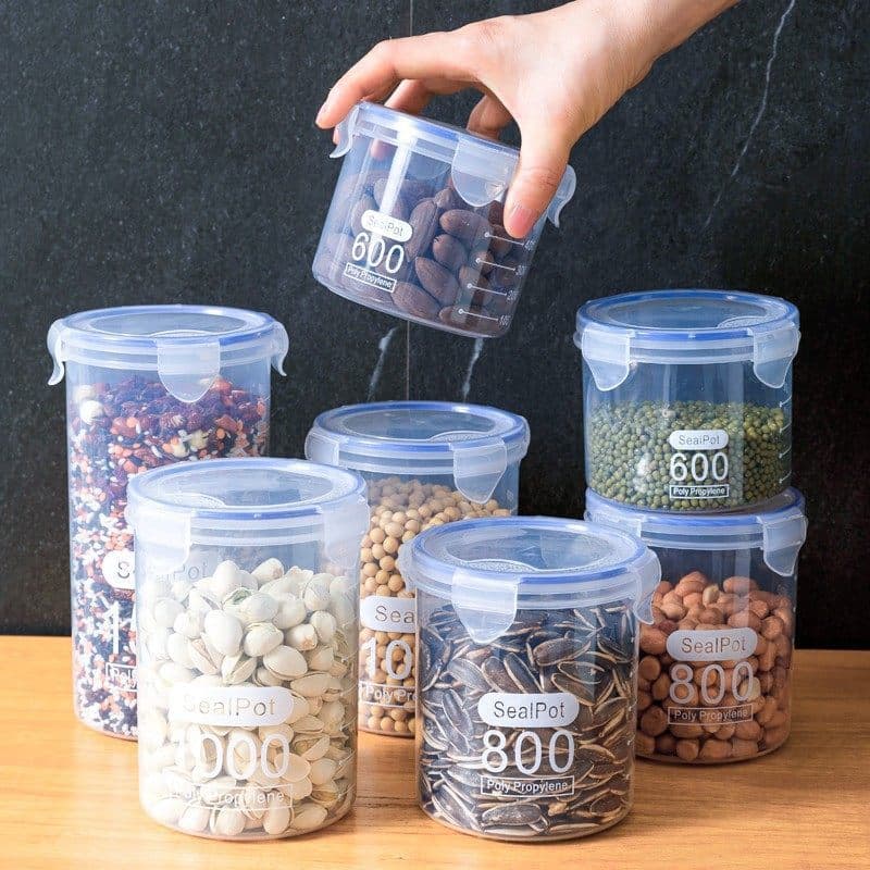 Pote de armazenamento de plástico transparente selado, pote para leite em pó, pote para alimentos, caixa de armazenament