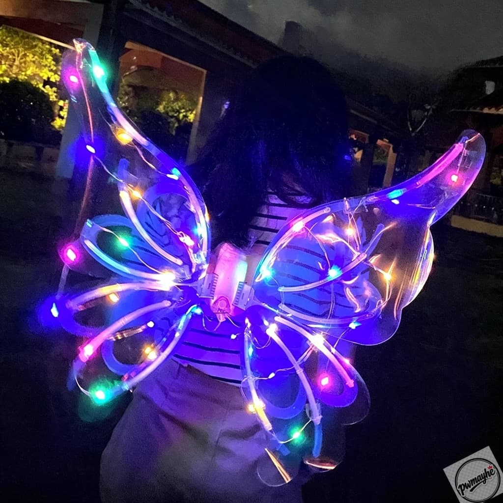 Asas de Borboleta Elétricas LED Coloridas, Acessório para Fotos de Fadas, Brinquedos Infantis para Atividades ao Ar Livr