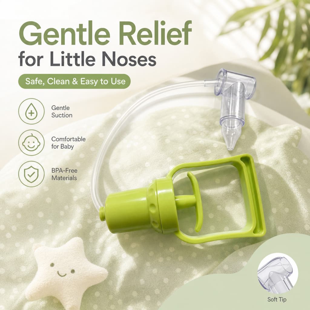 1 Pc Conjunto Aspirador Nasal Verde Para Que Tira O Muco Facilmente E Alivia A Congestao Nasal Rapidamente