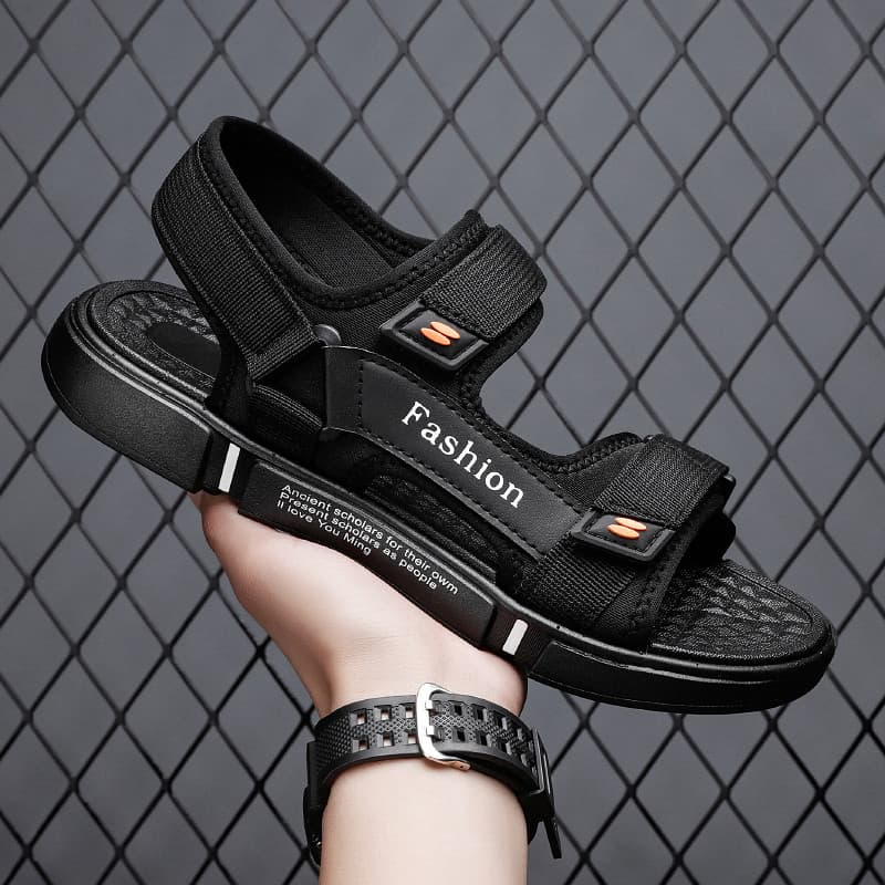 Sandálias Masculinas de Tiras Trançadas com Fecho de Velcro Ajustável, Leves, Antiderrapantes, para Uso Casual ao Ar Liv