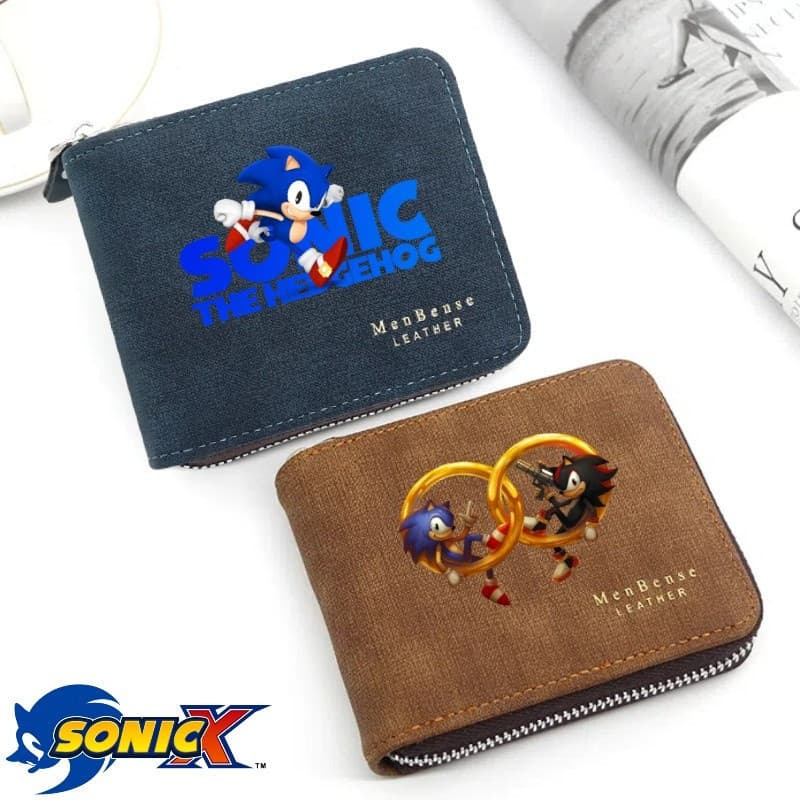 Carteira Sonic Cartoon De Armazenamento Multifuncional De Alta Qualidade Com Zíper E Cartões Bancários Integrados , Moed