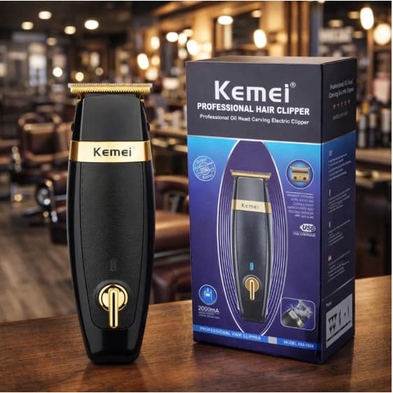 Promoção Máquina de Cortar Cabelo Kemei KM-1834 Profissional Transparente Sem Fio Original Motor Potente Bivolt Barba De