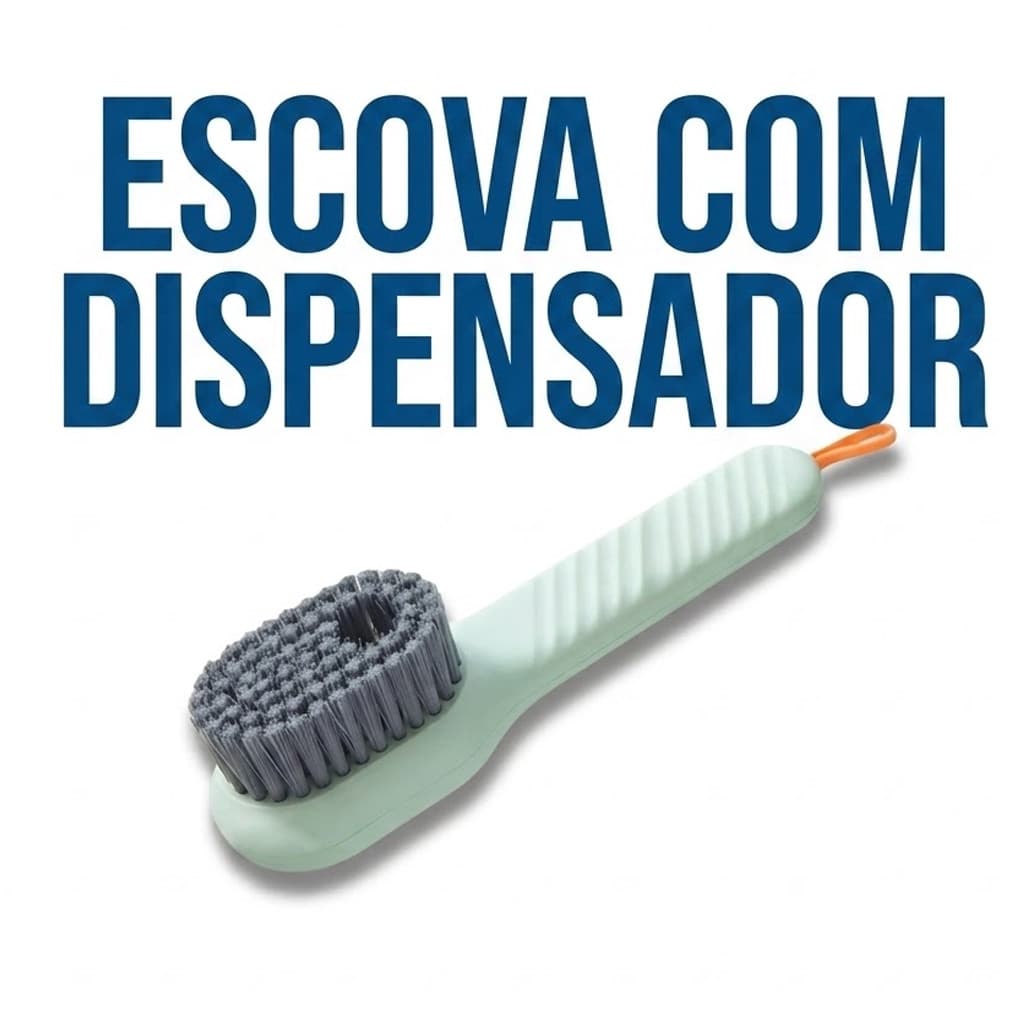 Escova Multiuso Com Dispensador De Sabão 17cm Botão Dosador Louças E Roupas