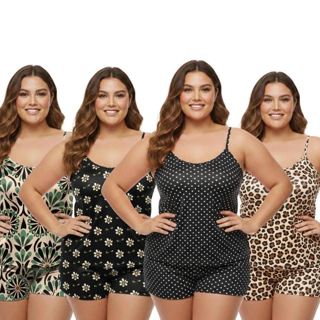 Kit 5 Pijamas Plus Size Mulher Verão Promoção Short Dool Baby Doll Conforto Tam 50