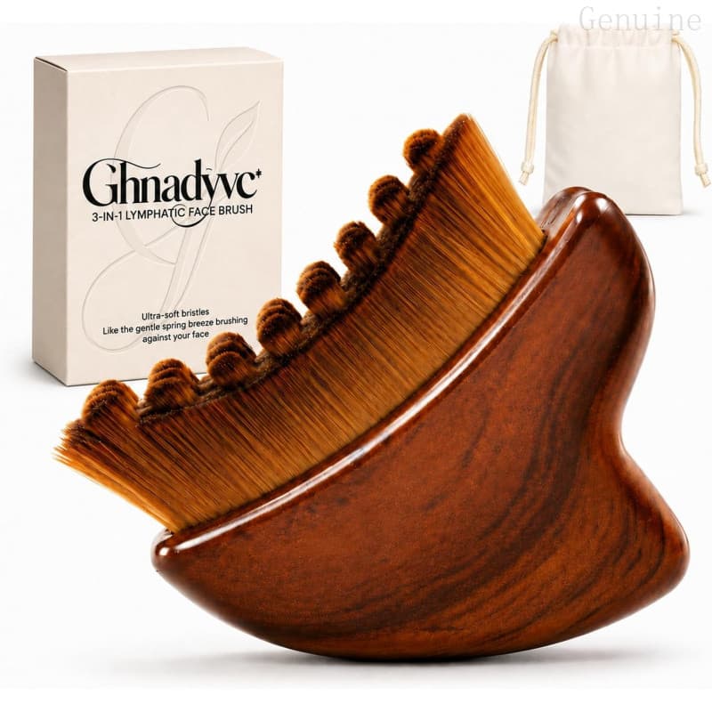 Escova Facial de Contorno Linfático Aprimorada - Massageador Facial 3 em 1 e Escova Seca, Ferramentas Faciais Gua Sha, F