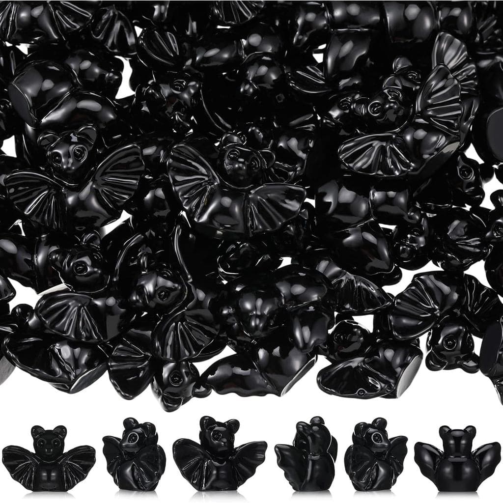 VioraWhite 100 Peças Miniaturas de Halloween, Mini Morcegos de Resina Pretos, Figuras de Animais Pequenos de Resina para