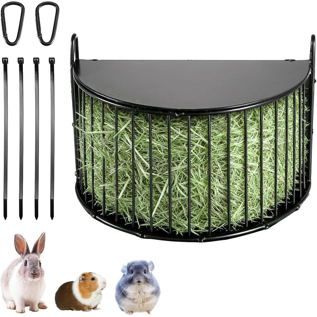 Suporte de Feno Aprimorado para Coelhos, Alimentador de Feno para Porquinhos-da-Índia e Chinchilas, Preto, Alimentador d