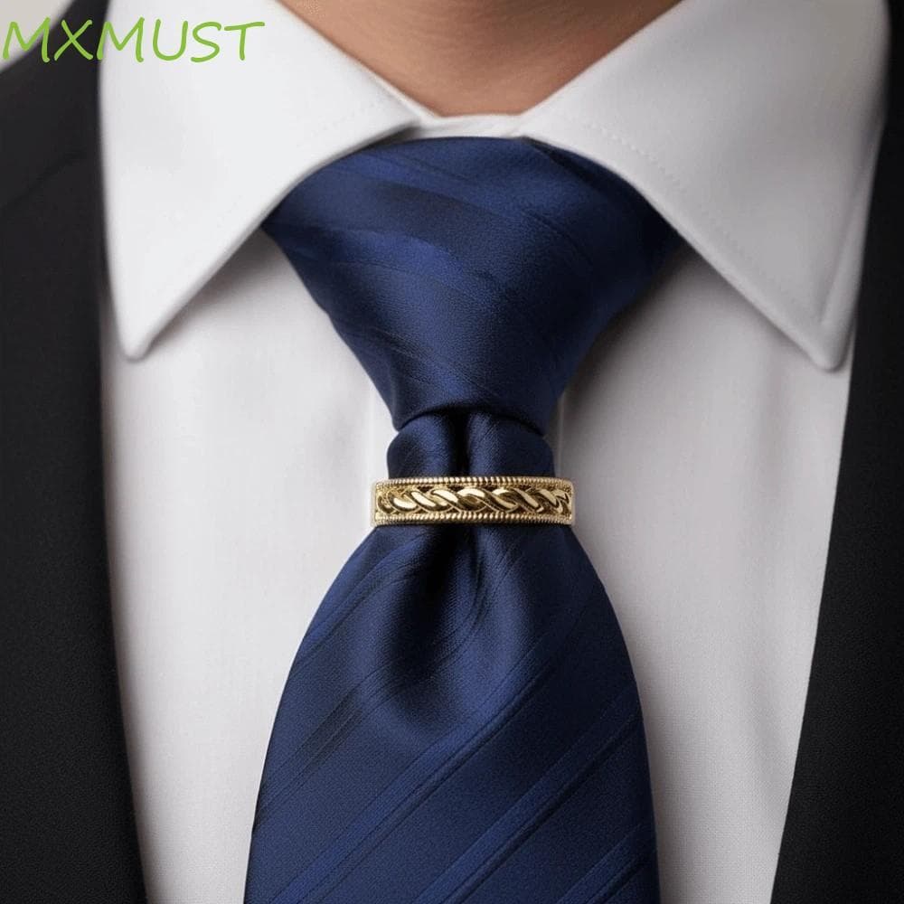 MXMUST Fivela De Gravata Em Forma De D , Abotoaduras De Liga Torções , Prendedor Dourado Prateado Mini Nó Masculino