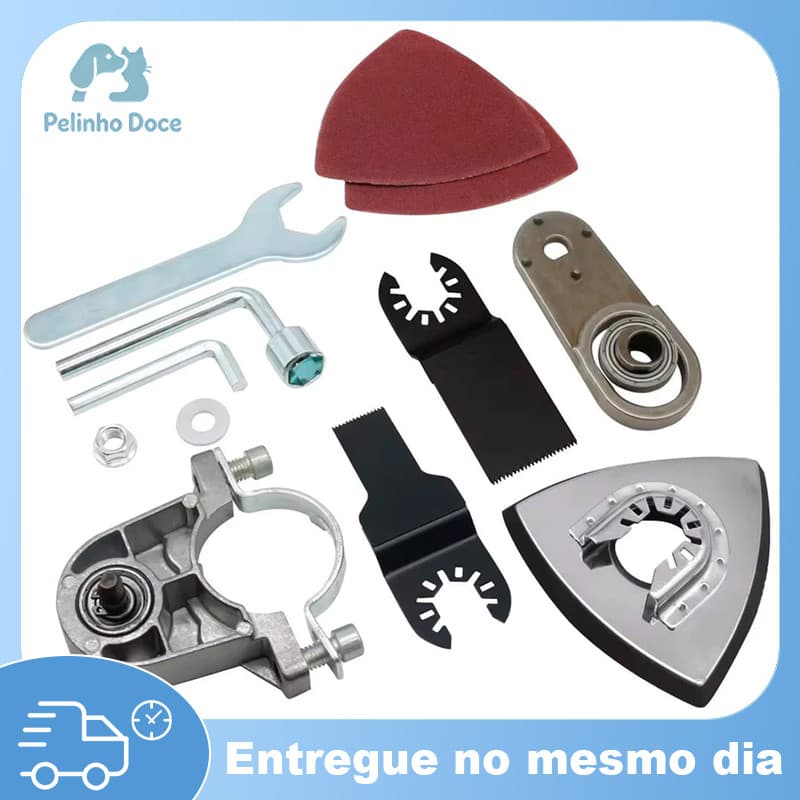Kit Adaptador Lixadeira Esmerilhadeira Multifunção Oscilante Acessórios Disco de Corte Lixa