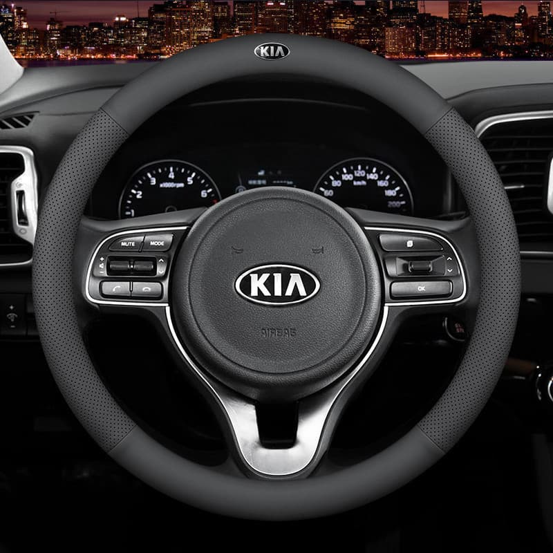 Capa para Volante de Carro em Couro Microfibra, Protetor de Volante Respirável e Antiderrapante, 38Cm, Para KIA Ceed, Sp