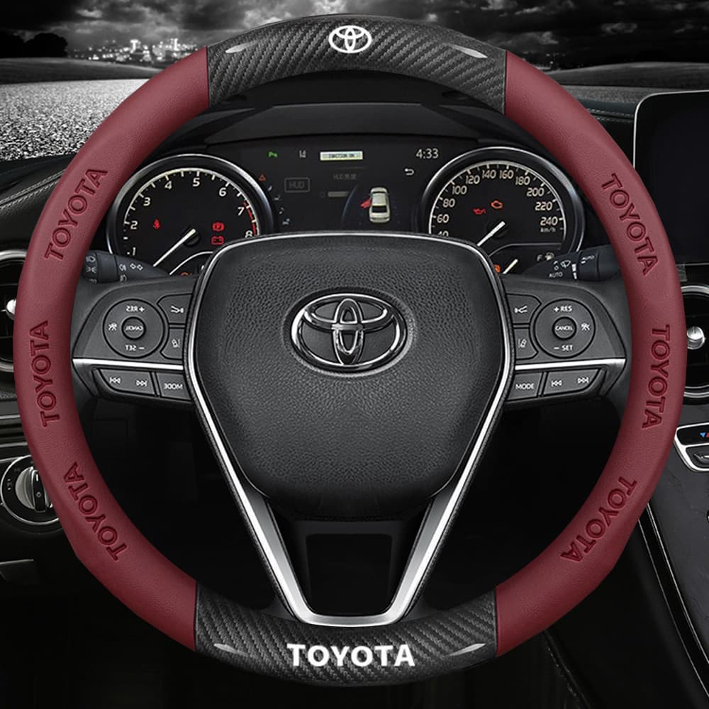 Capa de Volante de Couro para Carro com Costura em Fibra de Carbono para Toyota Vios Yaris Innova Avanza Fortuner CHR Es