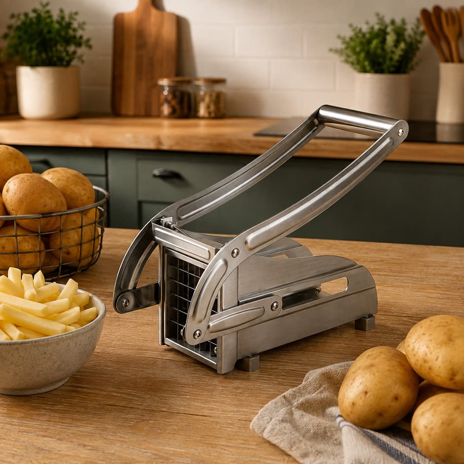 Cortador de Batata Palito Profissional Inox Fatiador Legumes Manual Cozinha Reforçado