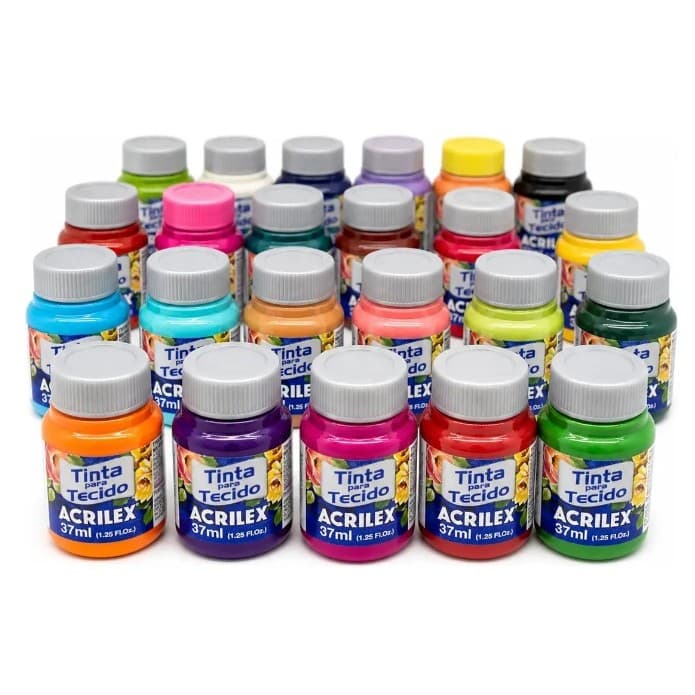 Kit Completo  Tinta de Tecido Acrilex 123 Cores  37ml  Artesanato Original Promoção