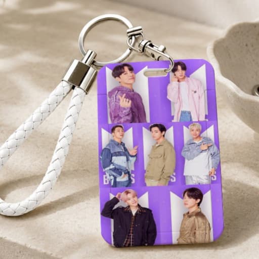 Capa De Cartao BTS Colecao Membros Traje Formal Chaveiro 2 Em 1 Para Cartao Refeicao Acesso Cracha Resistente A Queda