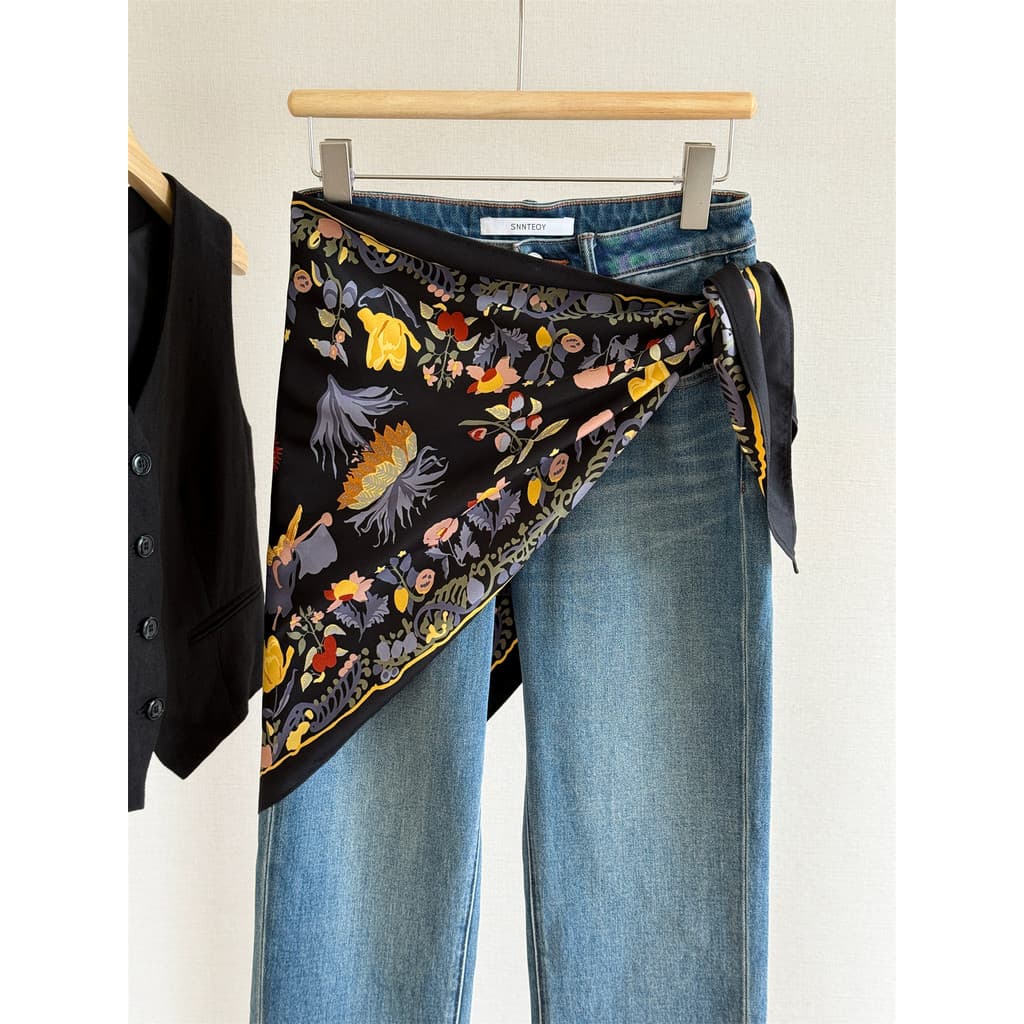 Italiano Retro impresso grande triângulo cachecol xale verão All-Match multifuncional lenço decorativo moda Wear peido c