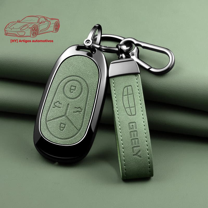 Capa de Couro Fosco + Capa Dura para Chave Remota Sem Chave Geely EX2 EX2 Pro para Chave Completa do Carro RSIV