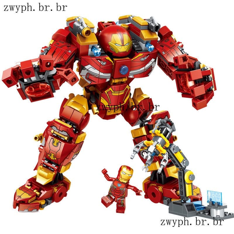 568 Peças Lego Marvel Avengers Superhero Homem De Ferro Mecha Hulkbuster MK44 Figuras Blocos De Construção Brinquedos