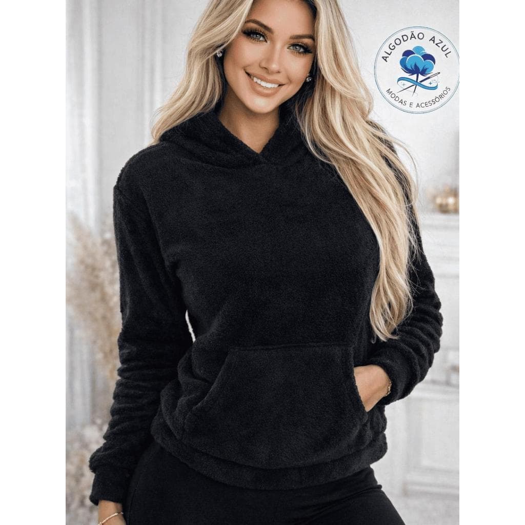 Blusa Lisa  de Frio Feminina Peluciada com Capuz – Conforto e Estilo
