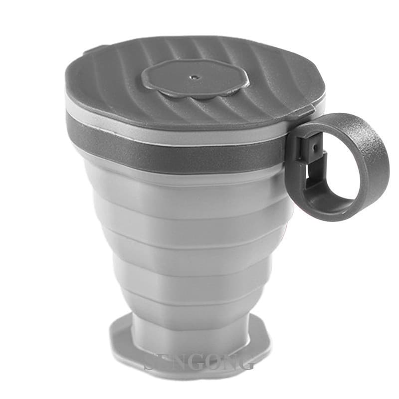 Copo de Viagem Dobrável SENGONG 220ML, Copo de Café Portátil de Silicone com Tampa, Adequado para Viagens ao Ar Livre RZ